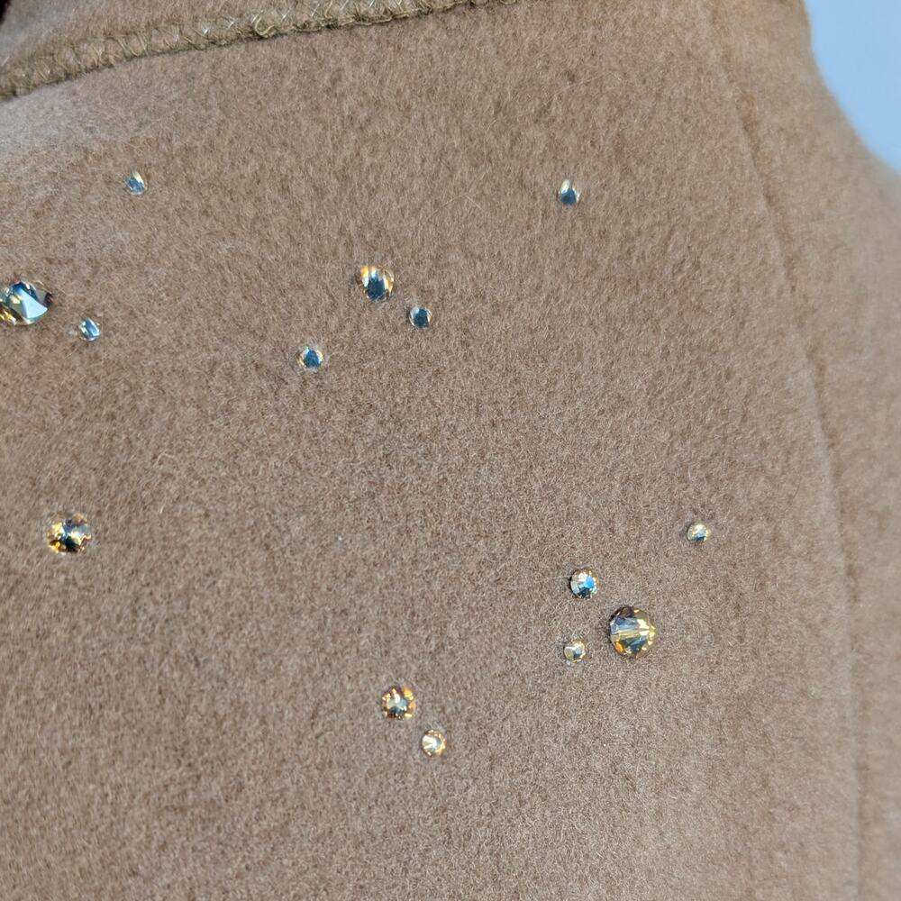 Tempo Europe London Fog 100% Wool Upcycled with 500 Austrian Crystals Coat - M/L